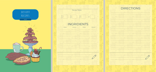 Bright Template For Dessert Recipes Book