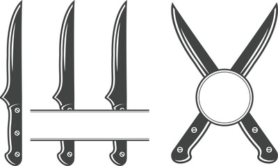 Knife Monogram vector, Knife Silhouette, Knife Vector, Restaurant Equipment, Clip Art, Fork Spoon and Knife monogram, Vector, illustration