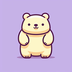 Cute Bear Line Illustration, Bright Colours Icon Vector Animal Sticker