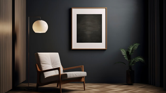Elegant Art Display: Transform Your Artwork with a Stylish Empty Frame Mock-up, Generative AI