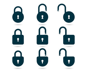 Lock and unlock icon set. Security symbol. Padlock icon set