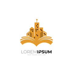 Naklejka premium Book logo and building design vector, university logos