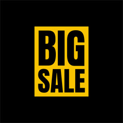 Big sale word design on white background isolated on black background.