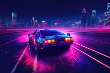 Fototapeta na wymiar Driving in night, empty cockpit of vehicle, self-driving vehicle, Generative AI