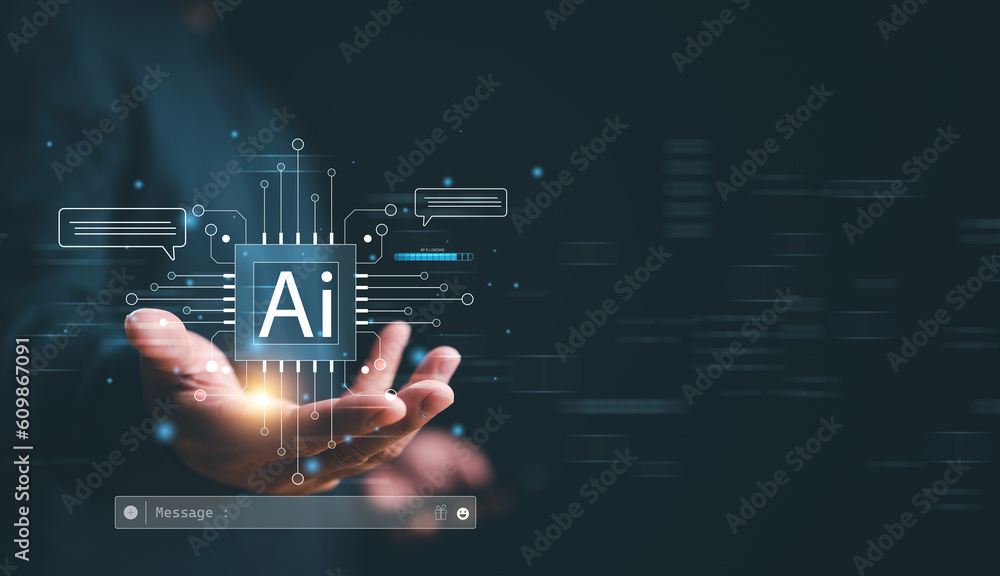 Leinwandbilder Digital transformation with Ai, internet of things. New technology big data and business process strategy, automate operation, customer service management, cloud computing, smart industry