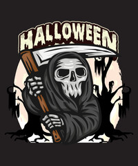 Halloween illustration design, illustration tshirt design,spooky illustration,fall illustration.