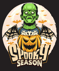 Halloween illustration design, illustration tshirt design,spooky illustration,fall illustration.