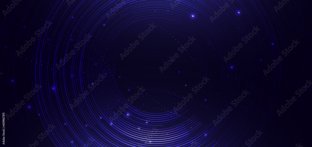 Aufkleber abstract technology futuristic digital concept with circles lines and lighting glowing particles on 