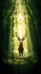 a deer with its antlers out in the sun Generative Ai