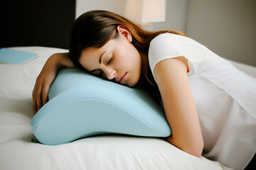 Woman sleeping on a medical pillow, ai generated