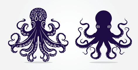 Vector of an octopus design on white background. Aquatic animals. Set of vector illustration. © ckybe