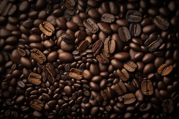Obraz premium Background from coffee beans, generative ai.