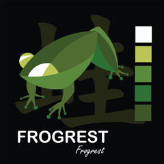 green frog on a black background