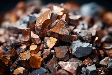 Detail of a small pile of rare mineral stones, essential for the technology industry. Ai generated.