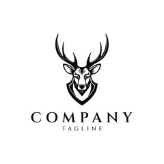 Deer head hipster retro logo design vector illustration