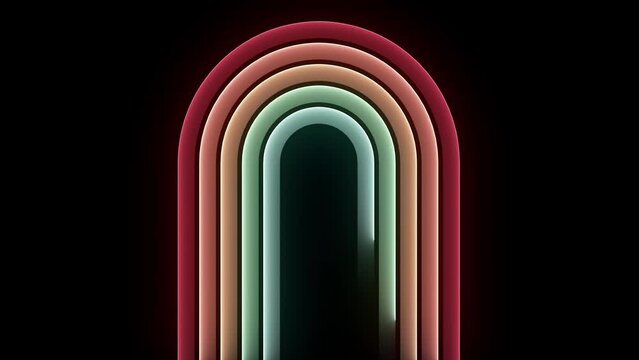 art retro lines animated on black backgorund 70s years vintage motion graphic modern style 3d with camera slide