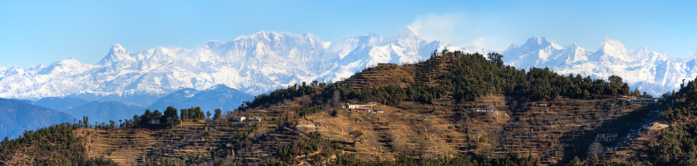 Himalaya, panoramic view of Indian Himalayas - obrazy, fototapety, plakaty