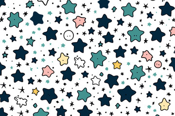 Fototapeta na wymiar Doodle inspired Star clusters pattern pattern, cartoon sticker, sketch, vector, Illustration