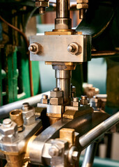 macro of a shaft of a big ship steam engine