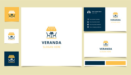 Veranda logo design with editable slogan. Branding book and business card template.