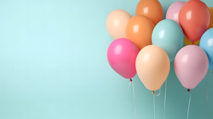 balloons on blue background generated AI.