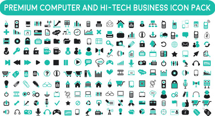 set of icons | premium Computer Computer Accessories and Hi-Tech Business icon pack in flat design with addition Trendy Normal Routine signs 200 icon pack