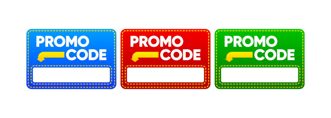 Modern cartoon template with promo code. Enter the promo code to use the discount. Modern design. Vector illustration.