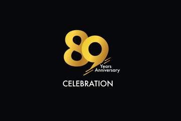 89th, 89 years, 89 year anniversary gold color on black background abstract style logotype. anniversary with gold color isolated on black background, vector design for celebration vector