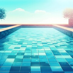Swimming pool background in summer day illustration of web background. generative ai