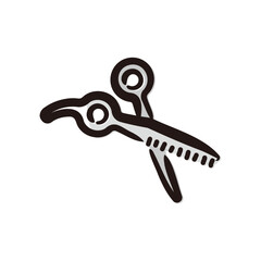 Thinning scissors - Barber icon/illustration (Hand-drawn line, colored version)