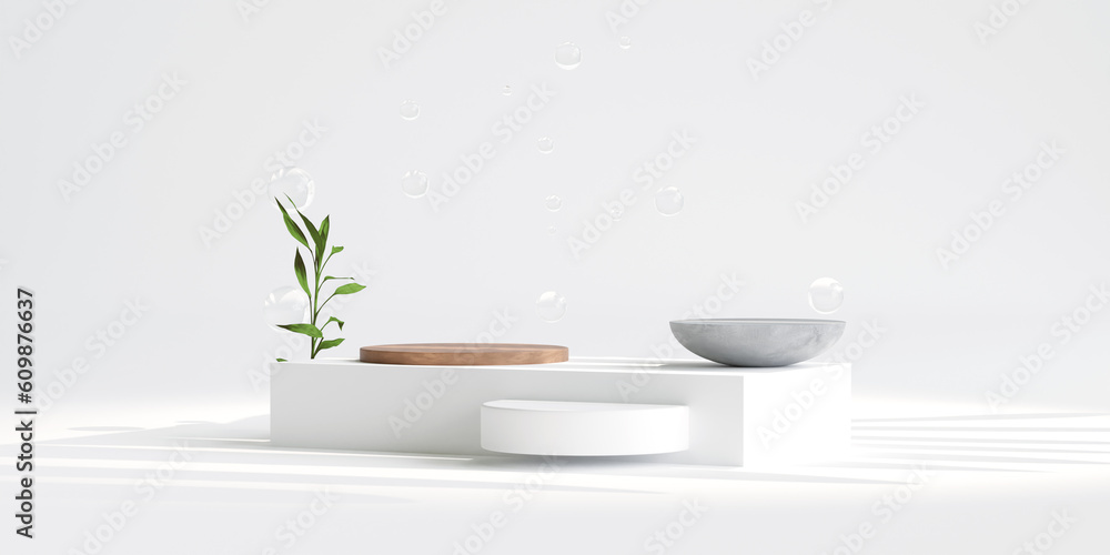 Canvas Prints minimal product placement background. white podium display for product presentation. 3d illustration
