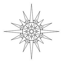 Hand drawn mystical Sun in line art. Bohemian symbol bursting sun rays. Magic celestial circle talisman, antique style, boho, tattoo, logo. Vector sketch illustration isolated on white background