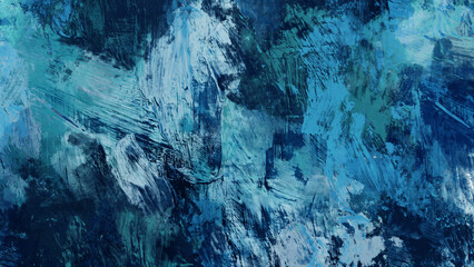 濃い青、緑色のラフなペイント背景