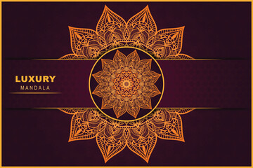 Luxury vector fashion mandala Arabic Islamic background with gold arabesque Pattern design template