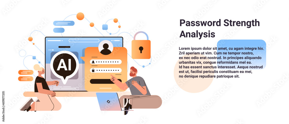Poster people secure and protecting personal data with ai bot helper password strength analysis artificial 