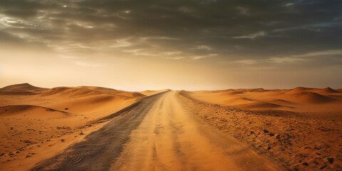 Fototapeta na wymiar Minimalistic empty highway in desert. Travel concept. Generative AI