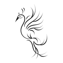 Beautiful And Elegant Phoenix Tattoo idea inspirational. Black And White Phoenix Tribal Tattoo design.