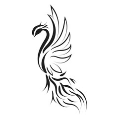 Beautiful And Elegant Phoenix Tattoo idea inspirational. Black And White Phoenix Tribal Tattoo design.