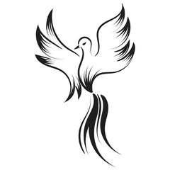Beautiful And Elegant Phoenix Tattoo idea inspirational. Black And White Phoenix Tribal Tattoo design.