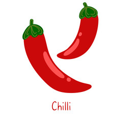 Chilli isolated hand drawn illustration on a white background. Simple poster and card