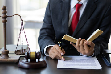 lawyer or lawyer Legal concept and lawyer powers, hammer hammer judgment in courtroom for criminal...