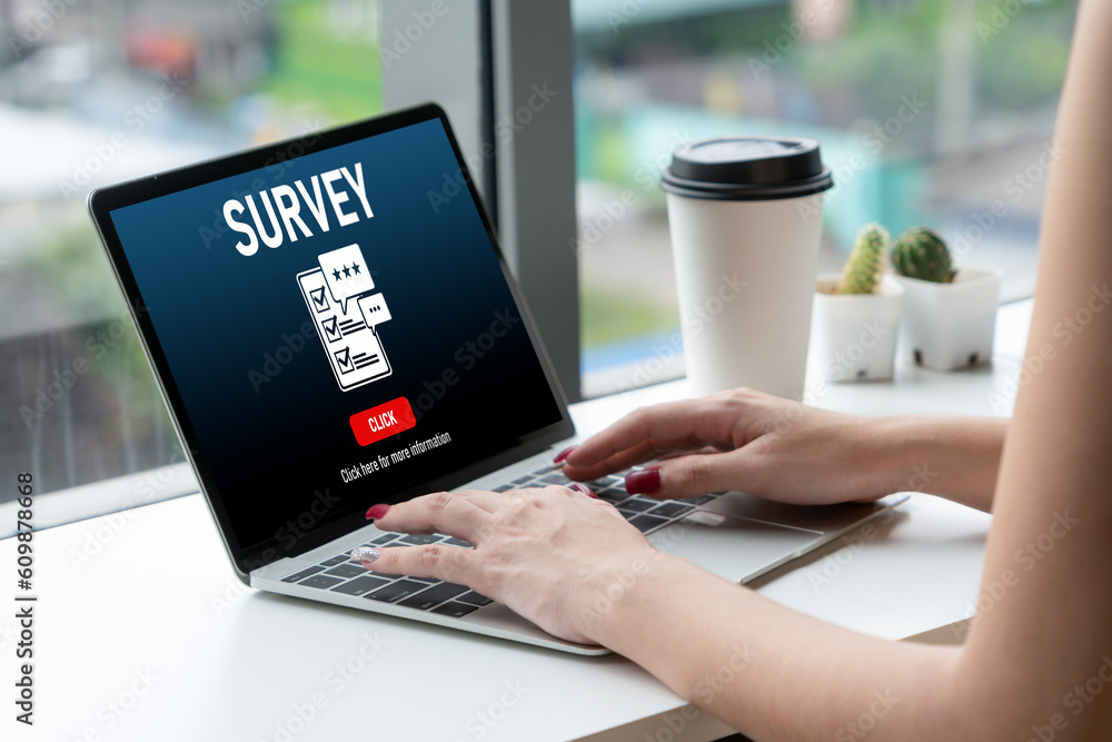 Poster online survey form for modish digital information collection on the internet network