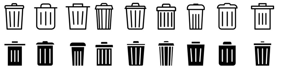 Trash can ector icon set. garbage illustration sign collection. rubbish symbol. trash logo.