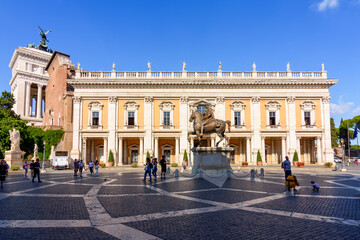 Fototapeta na wymiar Statue of Marcus Aurelius on Capitoline Hill, Rome, Italy
