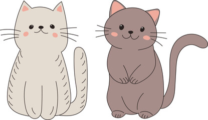 cute kittens on white background, vector