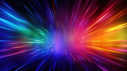 Fototapeta premium Rainbow light high speed motion effect generated by AI technology
