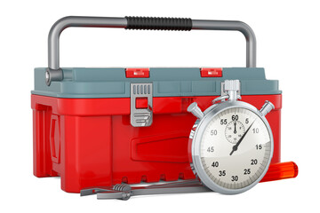 Toolbox with stopwatch, 3D rendering