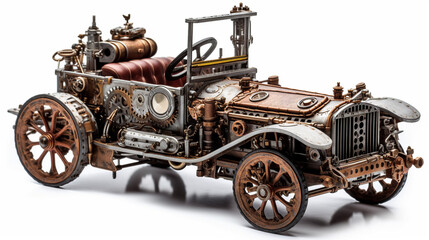 Fototapeta na wymiar old rusty tractor, generative, ai, steampunk, retro, vintage 