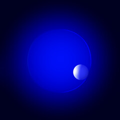 Comfort zone or vicious cycle. Ball rolling in the blue circle. Abstract minimalistic art. 3D render.