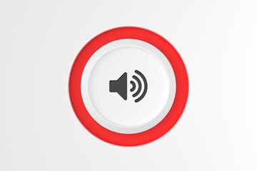 Push button with volume icon on white background.